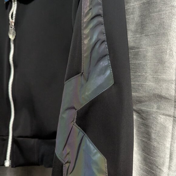 Cyberdog Cropped Bomber Flight Jacket Black Reflective Large - Picture 4 of 7